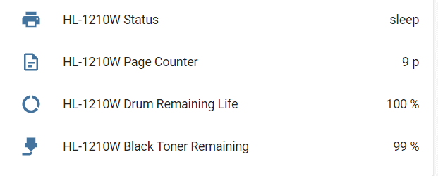 integrating a printer with home assistant is done - showing status, page counter and remaining toner
